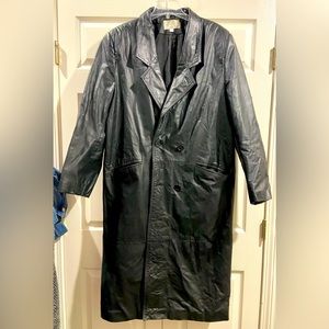 Charles Klein Womens Black Double Breasted Trench Coat - Size Medium